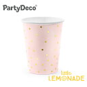 【Party Deco】 ピンク×ゴールド ドットペーパーカップ 6個セット 260ml 水玉 ピンドット パーティー デコレーション テーブルデコレーション 誕生日 お祝い 紙コップ コップ カップ Cups Polka Dots あす楽 リトルレモネード