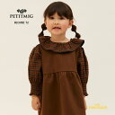 【PETITMIG】blouse T2【1-2歳/80cm・2-3歳/90cm・3-4歳/100cm】ブラウス ブラウン チェック柄 フリル襟 格子柄 シャーリング袖 Aライン トップス ベビー服 こども服 むすこ服 むすめ服 プチミグ リトルレモネード AW23 YKZ SALE