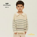 【PETITMIG】knit G4【1-2歳/80cm - 4-5歳/110cm】ニット ホワイト ライトブルーボーダー ベビー服 こども服 トップス ユニセッ...