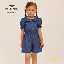 【PETITMIG】allinone P1 【1-2歳/80cm - 4-5歳/110cm】 blue オールインワン ブルー デニム パフスリーブ つなぎ 半...