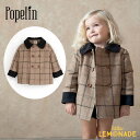 【Popelin】 MOD.42.4 Beige plaid woollen coat with collar 【2-3歳/6歳】 襟付き オーバーコート グレンチェック ベージュ アウター ウール Pコート 防寒 ジャケット 海外 キッズ 子ども服 輸入アパレル ポペリン リトルレモネード AW24 ★SALED