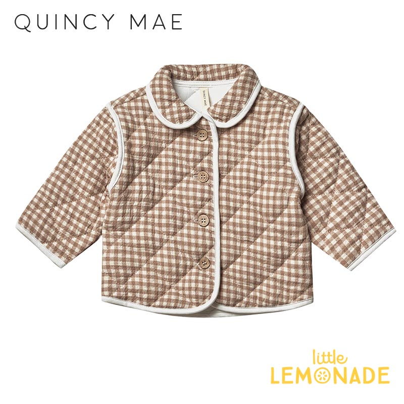 楽天リトルレモネード楽天市場店【Quincy Mae】 quilted jacket | cocoa ginghaml 【6-12/12-18/18-24か月/2-3歳/4-5歳】QM261CAGH AW22 キルティング ジャケット アウター オーガニックコットン ギンガム チェック クインシーメイ こども服 リトルレモネード ベビー服 アパレル YKZ SALE