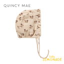 【Quincy Mae】 WOVEN RUFFLE BONNET 【6-12か月/12-24か月】 FIG FLORA ボンネット ベビー 帽子 花柄 女の子 クインシーメイ ベビー キッズ 子供 おしゃれ リトルレモネード ベビー服 アパレル YKZ AW23 QM269CARA