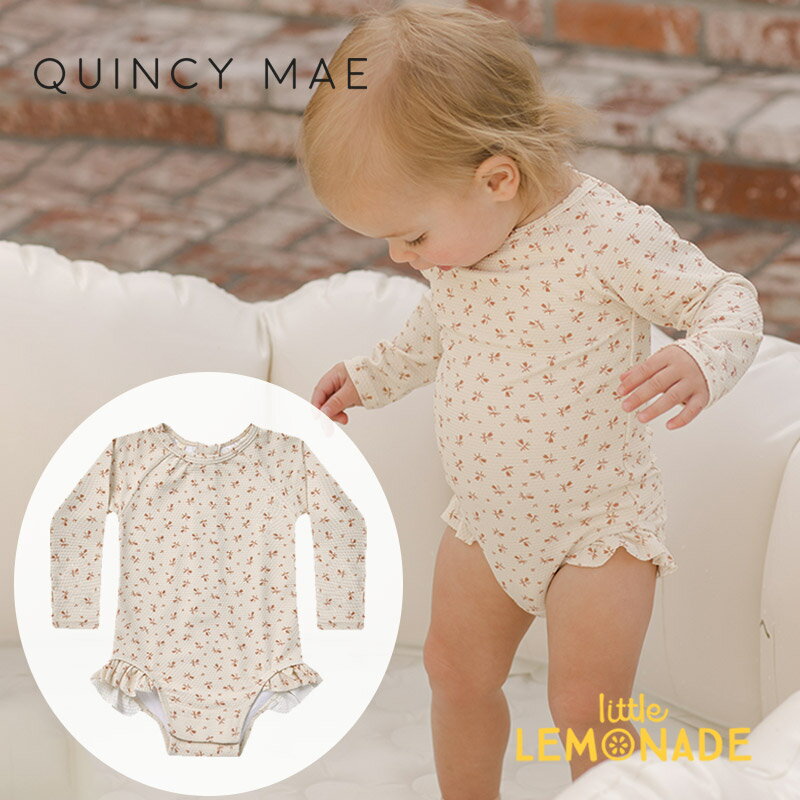 【Quincy Mae】OLIVIA RASHGUARD ONE-PIECE 【12-18か月/18-24か月/2-3歳/4-5歳】 CLAY DITSY ラッシュガード 水着 ワンピース 花柄 日焼け対策 スイムウェア 女の子 クインシーメイ ベビー キッズ 子供 おしゃれ リトルレモネード あす楽 アパレル SS24 QM132YRNS YKZ