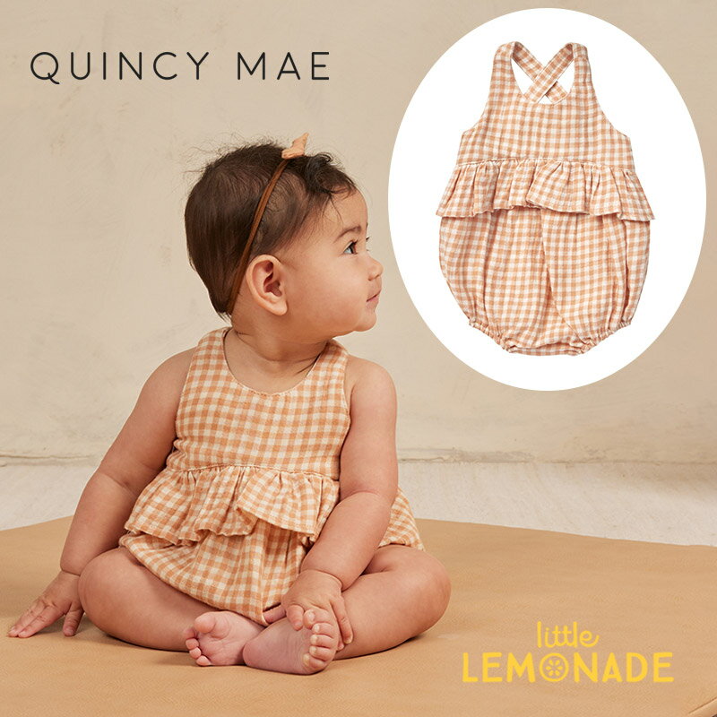 PENNY ROMPER  MELON GINGHAM ロンパース ギンガムチェック ノースリーフ サロペット ベビー クインシーメイ 赤ちゃん 子供 女の子 男の子 おしゃれ リトルレモネード ベビー服 アパレル SS24 QM325KXAT YKZ