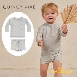 【Quincy Mae】FINN RASHGUARD + SHORT SET 【6-12か月/12-18か月/18-24か月/2-3歳/4-5歳】 SUNNY DAY 水着セット ラッシュガード ショーツ 水着 日焼け対策 スイムウェア クインシーメイ ベビー キッズ おしゃれ リトルレモネード あす楽 アパレル SS24 QM130CSDA YKZ