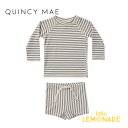 楽天リトルレモネード楽天市場店【Quincy Mae】FINN RASHGUARD + SHORT SET 【6-12か月/12-18か月/18-24か月/2-3歳/4-5歳】 LAGOON STRIPE 水着セット ラッシュガード ショーツ 水着 日焼け対策 スイムウェア クインシーメイ ベビー キッズ おしゃれ リトルレモネード あす楽 アパレル SS24 QM130AGUN YKZ