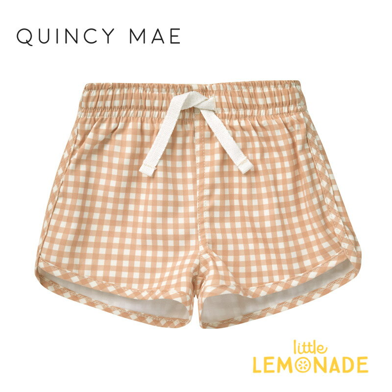 【Quincy Mae】BOYS SWIM SHORT 【12-18か月/18-24か月/2-3歳/4-5歳】 MELON GINGHAM 水着 スイムパンツ ギンガムチェック ショーツ 海水パンツ 日焼け対策 スイムウェア クインシーメイ ベビー キッズ おしゃれ リトルレモネード あす楽 アパレル SS24 QM333KXAT YKZ