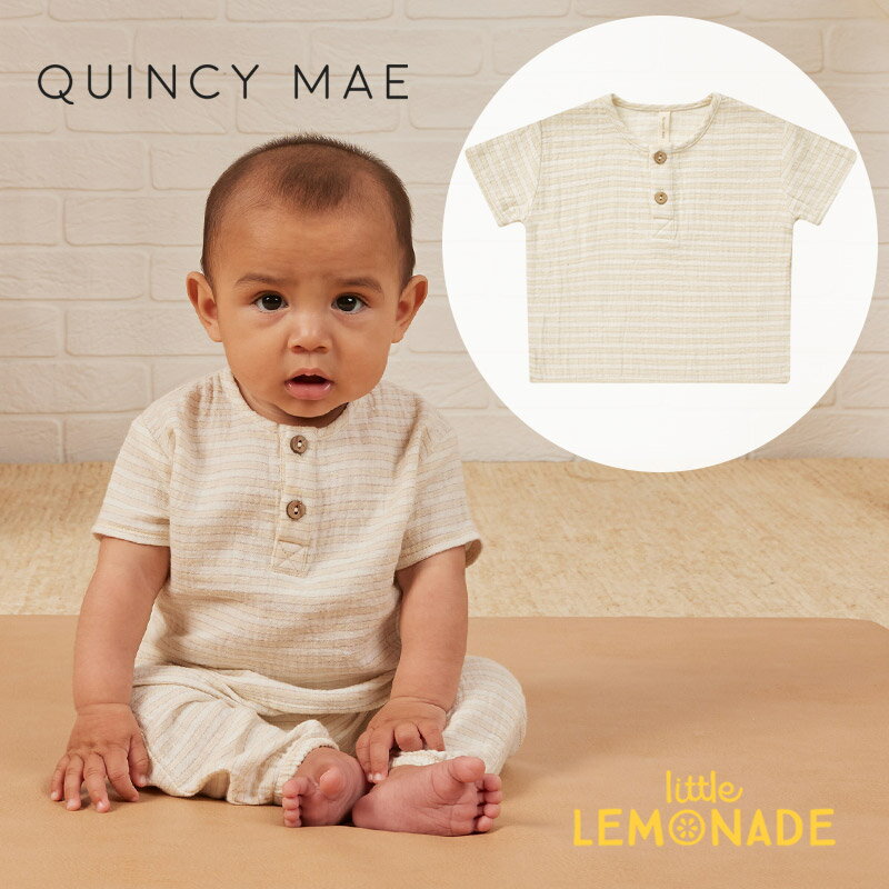 【Quincy Mae】 HENRY TOP 【6-12か月/12-18か月/18-24か月/2-3歳】 LEMON STRIPE 半袖Tシャツ ストライプ柄 イエロー ビタミンカラー 半袖 トップス ベビー クインシーメイ 赤ちゃん 女の子 男の子 おしゃれ リトルレモネード ベビー服 あす楽 アパレル SS24 QM052KAXA YKZ