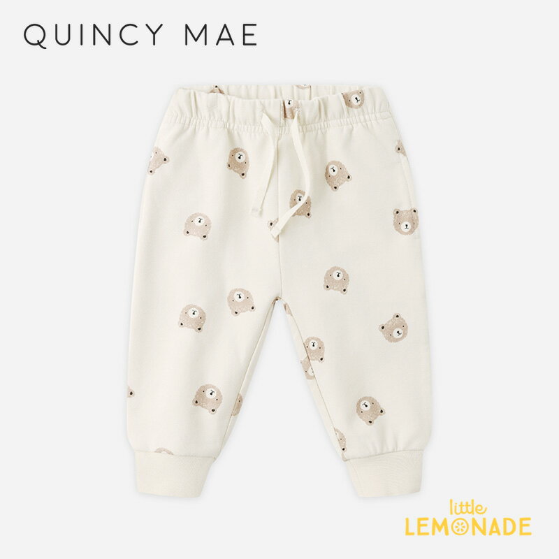 クインシーメイ RELAXED SWEATPANT (6-12か月/12-18か月/18-24か月/2-3歳/4-5歳) BROWN BEAR スウェットパンツ Quincy Mae ベビー キッズ 赤ちゃん 子ども ブルー ベア クマ 新生児 出産祝い 70/80/90/100/110cm リトルレモネード ベビー服 アパレル AW25 QM456BRTN KTZ