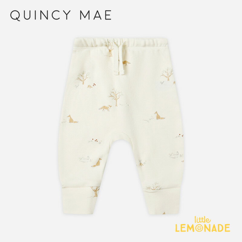 クインシーメイ DRAWSTRING PANT (6-12か月/12-18か月/18-24か月/2-3歳) スウェットパンツ ボトムス Quincy Mae ベビー キッズ 赤ちゃん 子ども ホワイト キツネ FOX LAND 出産祝い 70/80/90/100cm リトルレモネード ベビー服 アパレル AW25 QM003STFX KTZ