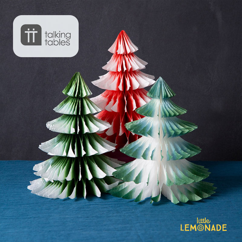  レッド＆グリーンのオンブレ ハニカムクリスマスツリー 25cm 3個セット　Red & Green Ombre Paper Honeycomb Tree Decorations - 3 Pack クリスマス デコレーション パーティー 装飾 ディスプレイ インテリア FOREST-TREE-TISRG あす楽 リトルレモネード