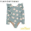 楽天リトルレモネード楽天市場店【tinycottons】 DOVES SWIMSUIT 【2歳/3歳/4歳】 warm grey 水着 ワンピース水着 長袖 スイムウェア キッズ おしゃ ブルー バード フリル 女の子 日焼け対策 アパレル リトルレモネード タイニーコットンズ ss24 あす楽 SS24-311-N14 YKZ