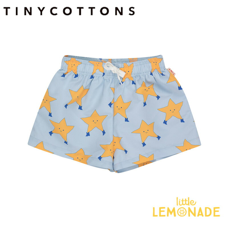 【tinycottons】 DANCING STARS TRUNKS 【2歳/3歳/4歳】 blue-grey 水着 スイムショーツ トランクス型 ボトムス キッズ おしゃれ 星柄 スター イラスト ユニーク スイムウェア 男の子 アパレル リトルレモネード タイニーコットンズ ss24 あす楽 SS24-325-N20 KTZ