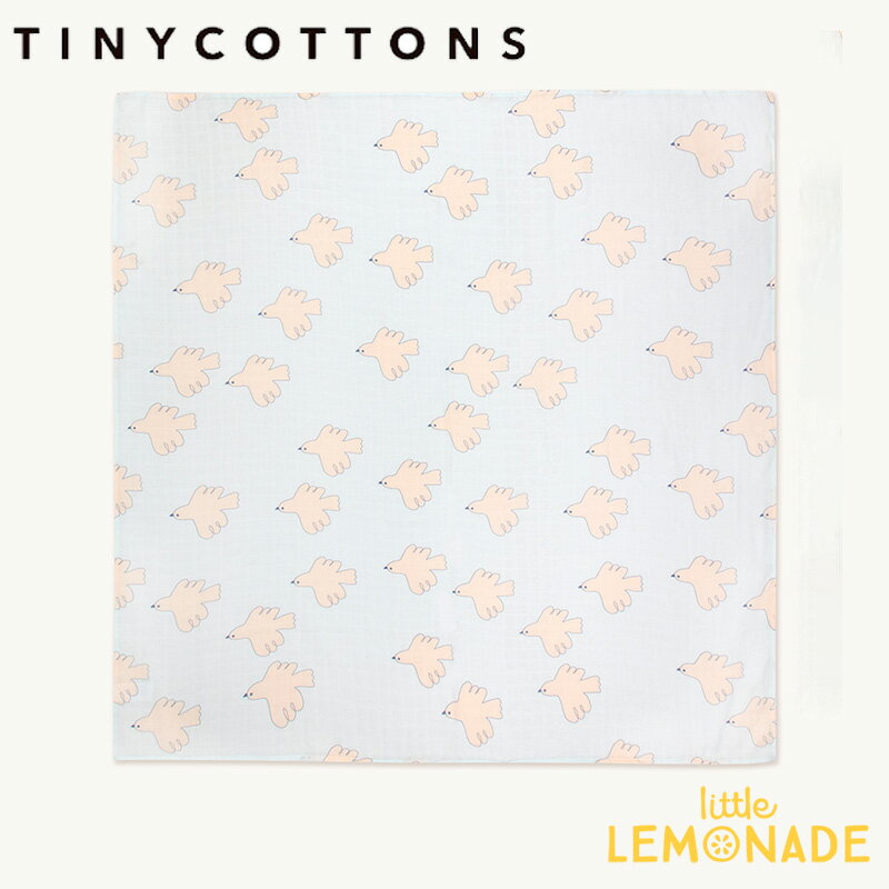 【tinycottons】DOVES SWADDLE おくるみ スワドル バード ブランケット モスリンコットン コットン100 出産祝い ニューボーン ベビー布団 ブルー ユニーク おしゃれ ベビー服 アパレル タイニーコットンズ リトルレモネード ss24 あす楽 SS24-361-L19 KTZ