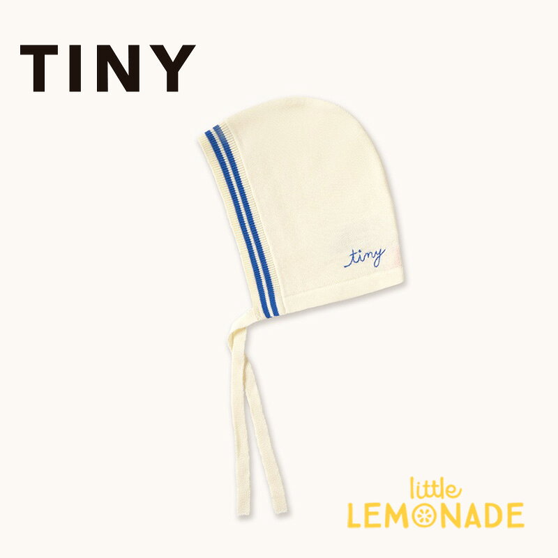 タイニーコットンズ STRIPES BONNET off-white ボンネット フチブルー2本ライン 白 日よけ 帽子 赤ちゃん おしゃれ かわいい ベビー キッズ 出産準備 出産祝い ギフト プレゼント ベビー服 アパレル リトルレモネード TINYCOTTONS SS26-376 104 KTZ