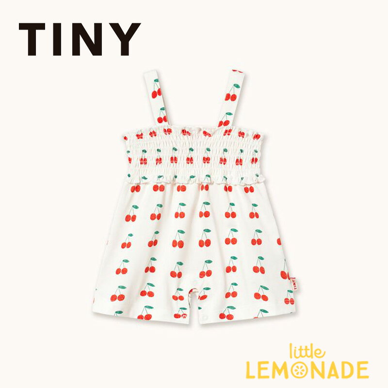 タイニーコットンズ CHERRIES ONE-PIECE 【6か月/12か月/24か月】 off-white さくらんぼ柄 ロンパース ノースリーブ コットン ベビー おしゃれ 赤ちゃん 新生児 出産祝い 出産準備 子ども服 ベビー服 70cm 80cm アパレル リトルレモネード TINYCOTTONS SS26-030 104 KTZ