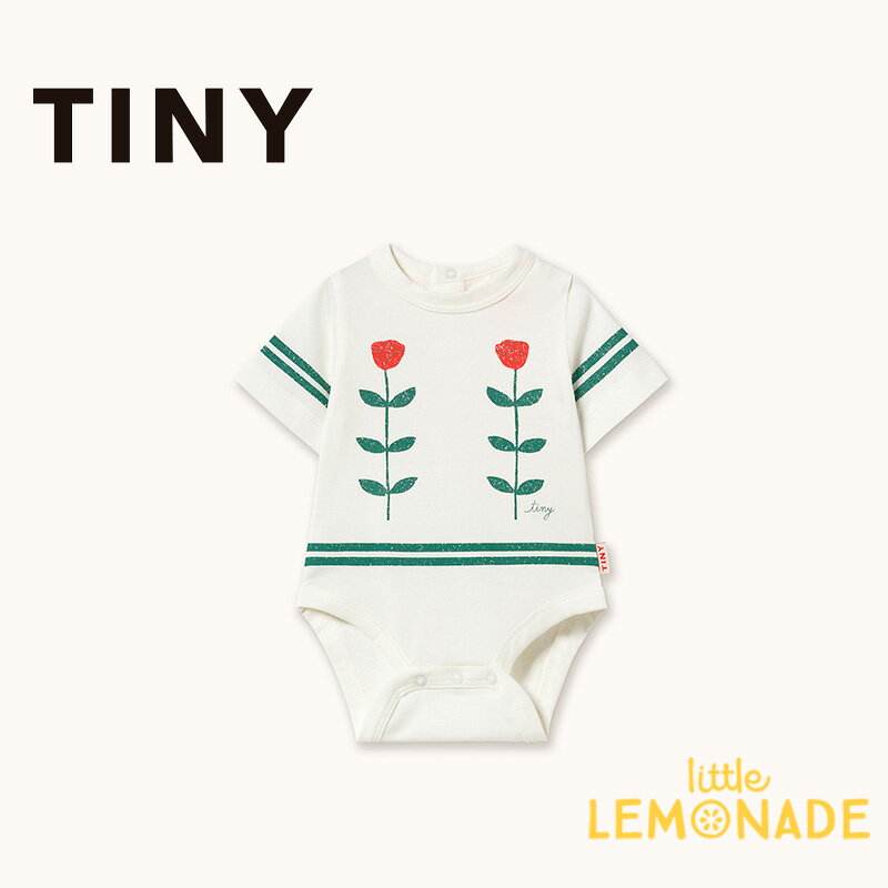 タイニーコットンズ RED ROSES GRAPHIC BODY 【6か月/12か月】 off-white 半袖 バラ イラスト ホワイト ベビー 赤ちゃん 新生児 出産祝い 出産準備 ベビー服 70cm 80m オーガニックコットン リトルレモネード TINYCOTTONS SS26-076 104 KTZ