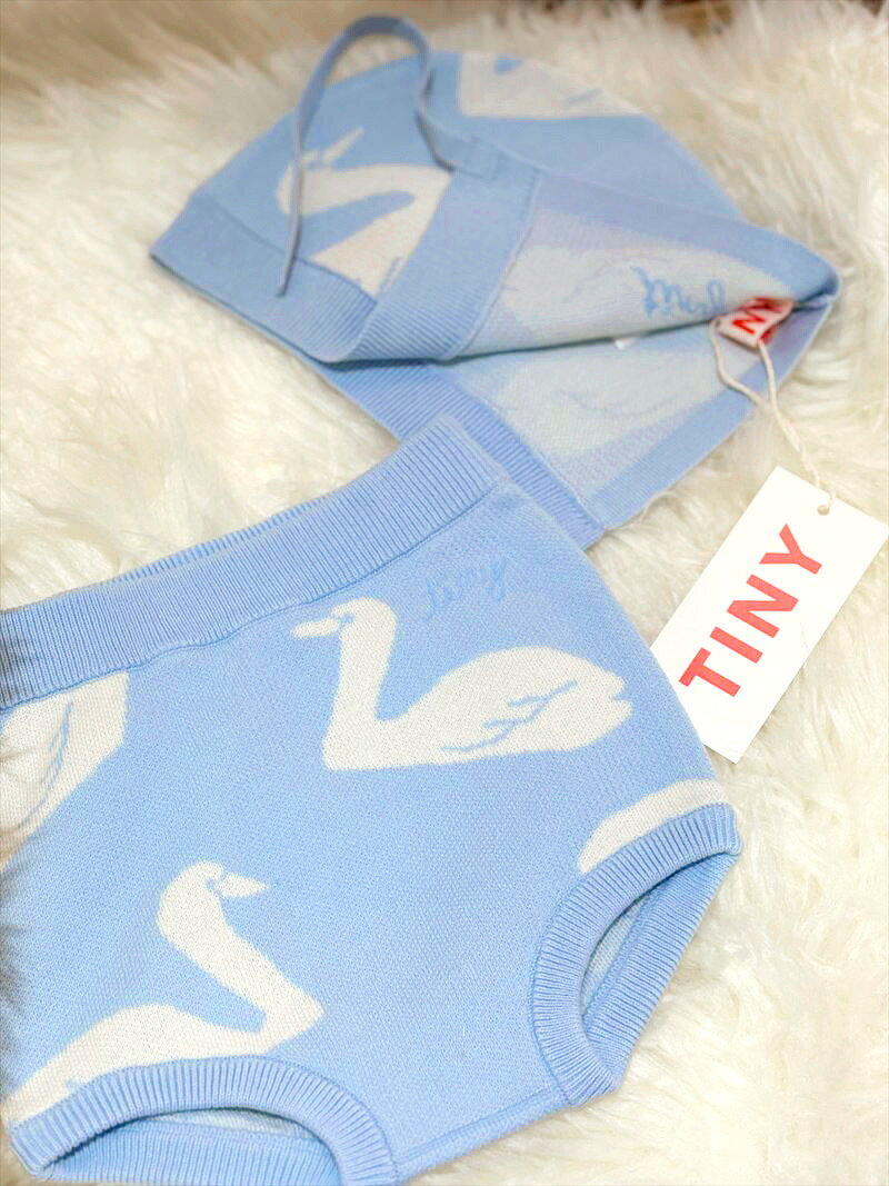 �����ˡ����åȥ� BIG SWANS BABY BLOOMER ��6����/12����� washed blue �֥�� �˥å� �٥ӡ� ������� �������֥롼 ������� ���襤�� �٥ӡ� ���å� �л����� �л��ˤ� ���ե� 70cm 80cm ��ȥ���͡��� TINYCOTTONS SS26-384 L15 KTZ