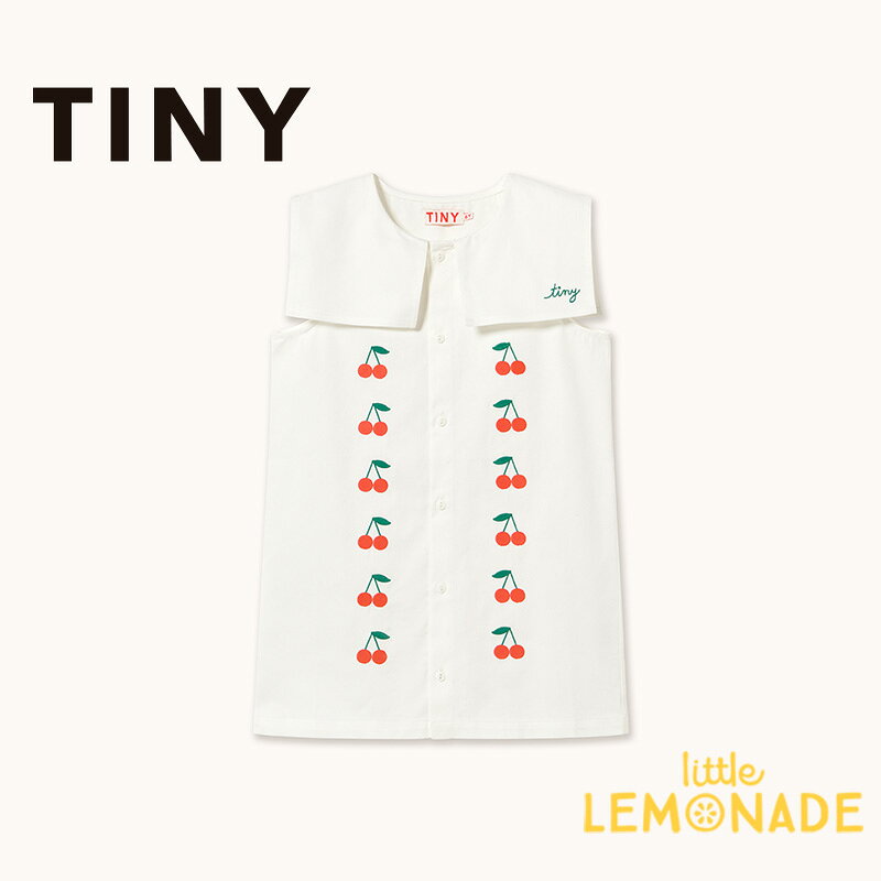 タイニーコットンズ MINI CHERRIES TWILL DRESS 【2歳/3歳/4歳】 off-white ワンピース シャツワンピ ホワイト さくらんぼ 袖なし ドレス キッズ ベビー ユニーク 子ども服 おしゃれ かわいい アパレル リトルレモネード TINYCOTTONS SS26-311 104 KTZ