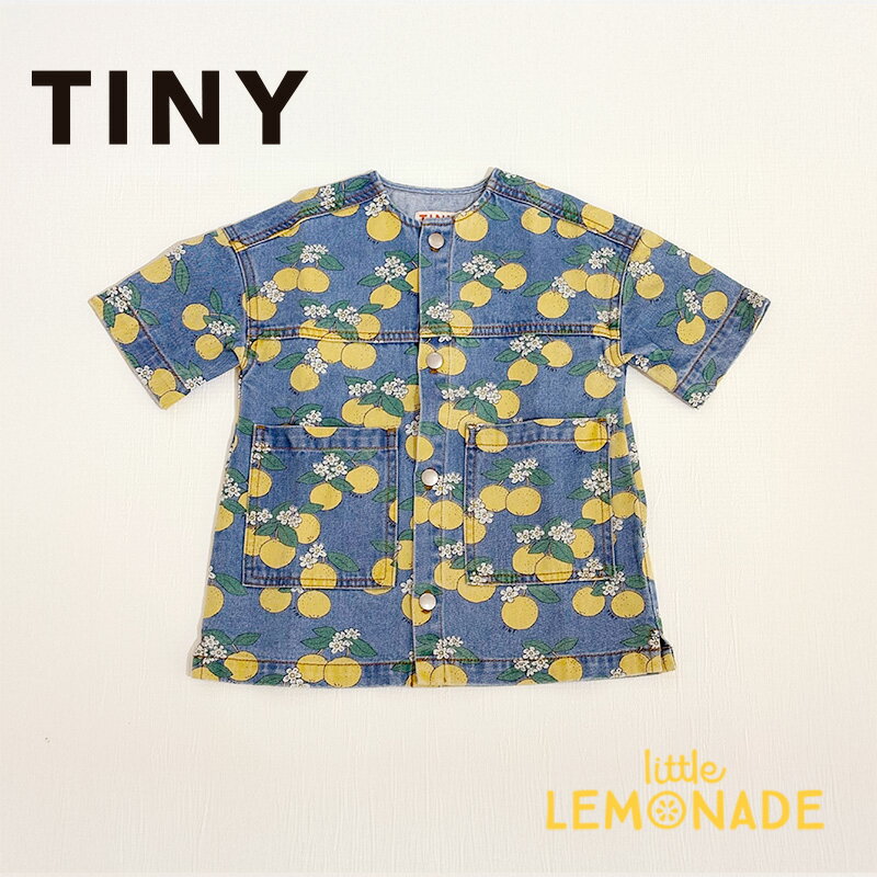 タイニーコットンズ ORANGES DENIM DRESS 【2歳/3歳/4歳】 light wash denim デニムワンピース 半袖 ジャンパースカート キッズ ベビー ワンピース 総柄 オレンジ レモン イエロー ユニーク 子ども服 かわいい アパレル リトルレモネード TINYCOTTONS SS26-363 T10 KTZ