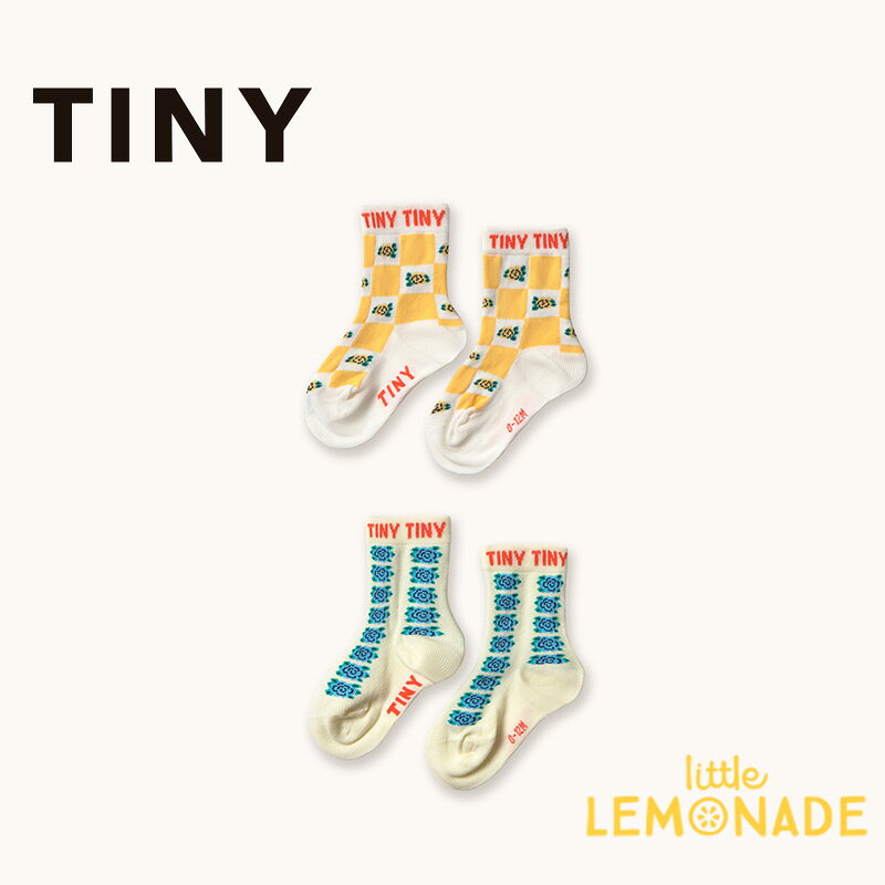 タイニーコットンズ FLOWERS MEDIUM SOCKS 【0-12か月/12-24か月】 dusty yellow/off white ベビー靴下 2足組セット ソックス バラ イエロー ブルー お花 赤ちゃん 新生児 出産祝い 出産準備 お出かけ 女の子 ベビー服 リトルレモネード TINYCOTTONS SS26-536 T16 KTZ
