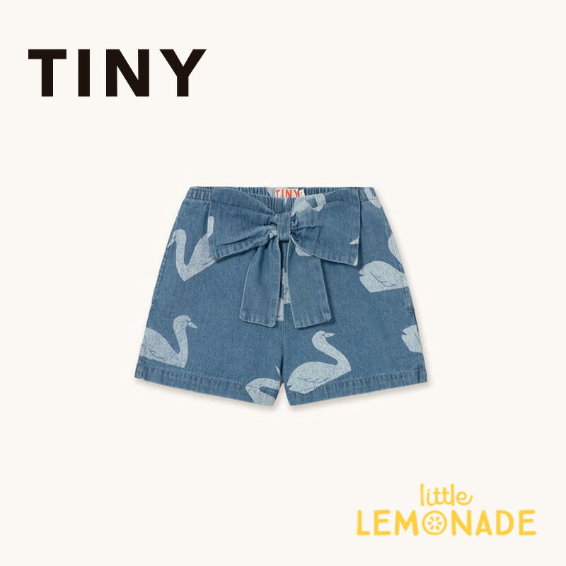 Rakuten - タイニーコットンズ BIG SWANS SHORTS 【4歳/6歳】 medium wash denim スワン柄 デニム ショートパンツ ウエストゴム 前リボン キッズ 子ども服 おしゃれ かわいい アパレル リトルレモネード TINYCOTTONS SS26-324 T11 KTZ