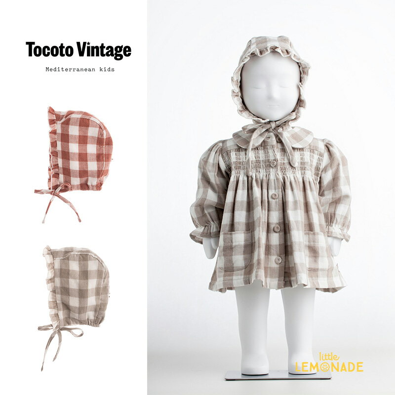  VICHY CHECKED CAPDARK PINK / GREY  チェック柄 ボンネット 帽子 ベビー服 アクセサリートコトヴィンテージ kids キッズサイズ W72521 21AW リトルレモネード アパレル SALE