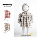 【Tocoto Vintage】 VICHY CHECKED CAPDARK PINK / GREY 【Mサイズ】 チェック柄 ボンネット 帽子 ベビー服 アクセサリートコトヴィンテージ kids キッズサイズ W72521 21AW リトルレモネード アパレル SALE