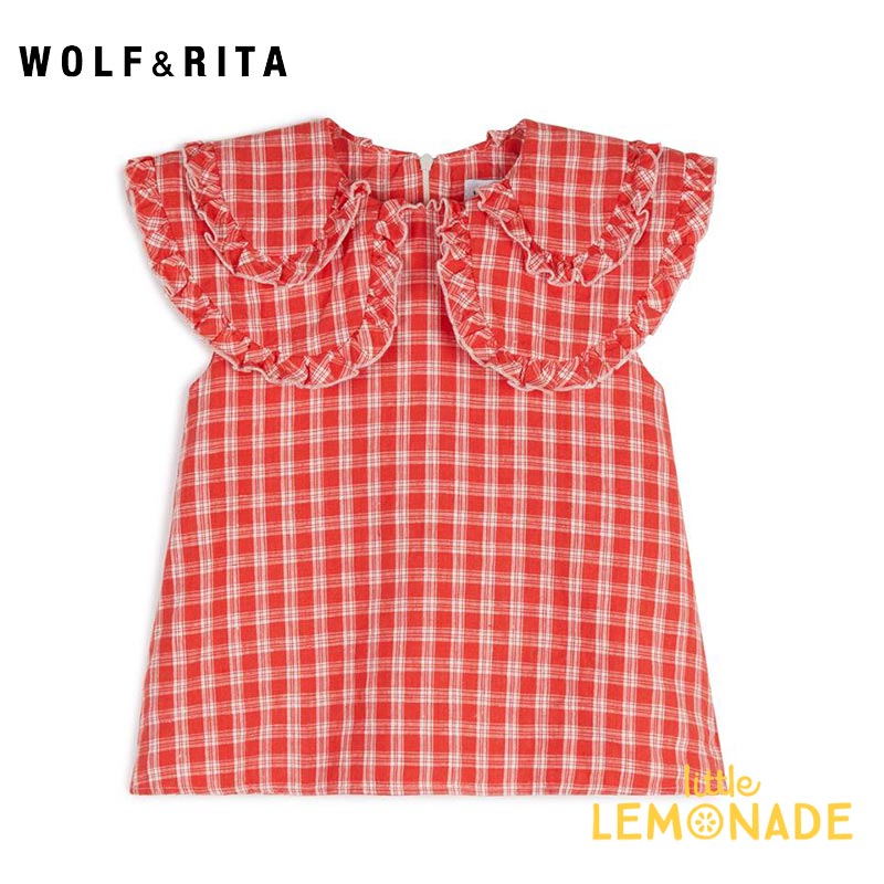 【WOLF&RITA】CLARISSA CHERRY CHECK Blouse【2歳/4歳/6歳】 赤 チェック柄 ビッグカラー ブラウス ノースリーブ ベビー服 子ども服 トップス おしゃれ ウルフアンドリタ リトルレモネード アパレル SS23 YKZ WRSS23CLCHC SALE 24SALE