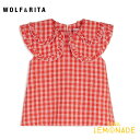 【WOLF&RITA】CLARISSA CHERRY CHECK Blouse【2歳/4歳/6歳】 赤 チェック柄 ビッグカラー ブラウス ノースリーブ ベビー服 子ども服 トップス おしゃれ ウルフアンドリタ リトルレモネード アパレル SS23 YKZ WRSS23CLCHC SALE 24SALE