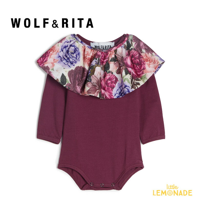 【WOLF&RITA】 AURORA WALLPAP ER Bodysuit 【6-12か月 12-18か月 18-24か月】 付け襟 ベビーボディ ワインレッド 花柄 ロンパース 2way ウルフアンドリタ ベビー服 子ども服 海外子ども服 リ…