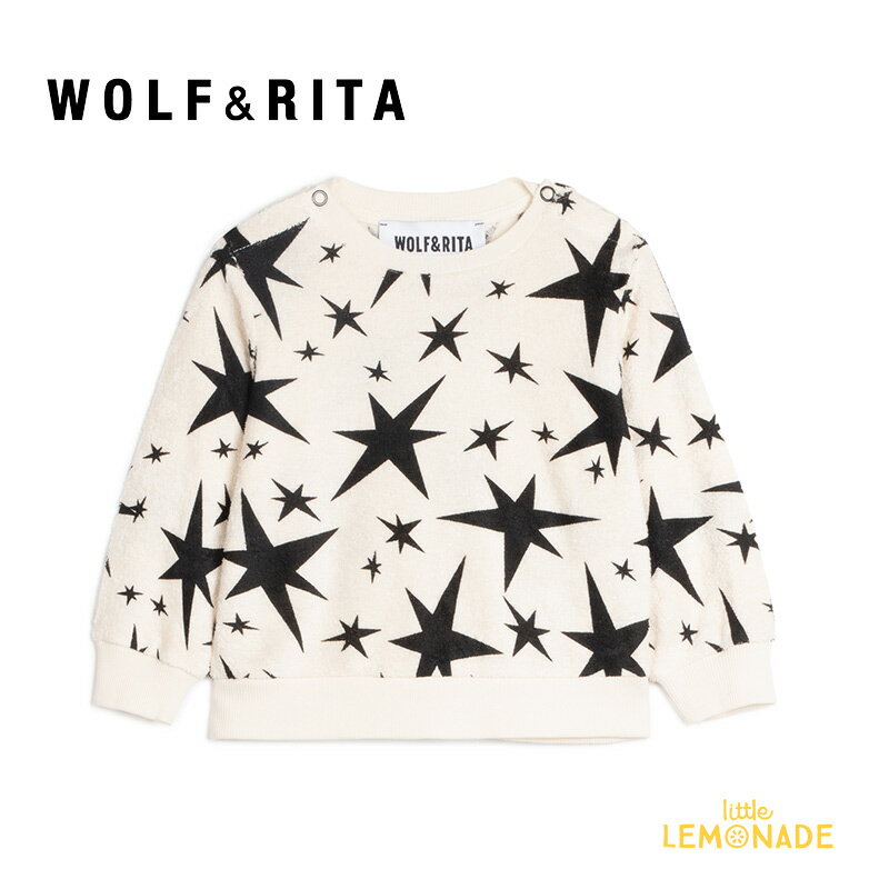 【WOLF&RITA】 MATIAS STARDUS T BLACK Sweatshirt 【12-18か月】 スターダスト柄 長袖 スウェット トレーナー 星 セットアップ仕様 ウルフアンドリタ ベビー服 子ども服 海外子ども服 リトルレモネード アパレル AW23 YKZ WRHAW 23MASB