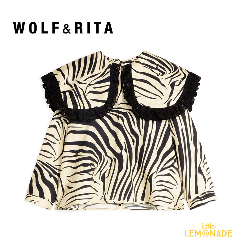 【WOLF&RITA】 ERMELIN DA ZEBRA BLACK Blouse 【2歳 4歳 6歳】 ゼブラ柄 長袖 ブラウス シマウマ トップス ウルフアンドリタ ベビー服 子ども服 海外子ども服 リトルレモネード アパレル AW23…