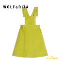 【WOLF&RITA】 CARMEN VELVET LIME Dress 【2歳, 4歳,6歳】 イエロー フリル ジャンパースカート ピナフォアドレス ジャンスカ つなぎ ウルフアンドリタ ベビー服 子ども服 海外子ども服 リトルレモネード アパレル AW23 YKZ WRAW2 3CAVLI