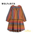 【WOLF RITA】 DOROTEI A VINTAGE STRIPES Dress 【2歳, 4歳,6歳】 ストライプ ワンピース 襟付き Aライン 縦じま カラフル 長袖 ウルフアンドリタ ベビー服 子ども服 海外子ども服 リトルレモネード アパレル AW23 YKZ WRAW2 3DOVST