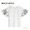 【WOLF RITA】MARISOL ECRU【2歳 4歳 6歳】 Tシャツ シルバーフリル袖 T-shirt 半袖 ウルフアンドリタ 子供服 海外子ども服 輸入こども服 リトルレモネード アパレル YKZ SS24 WRSS24MASECECRU