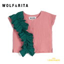 WOLF&RITA VANDA BLUSH 2歳/4歳/6歳/8歳 ウルフアンドリタ Blouse ブラウス カットソー アシンメトリー フリル バイカラー トップス Tee 半袖 子ども服 海外子ども服 輸入こども服 98cm/110cm/122cm/134cm リトルレモネード アパレル GBLO01310012506 SS25SALE TMPZ
