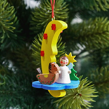 【クリスマス用品】ULBRICHT:ウルブリヒト・三日月に乗った天使［ Christmas：クリスマスオーナメント ］