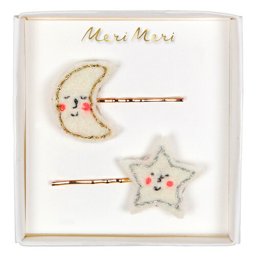 【MeriMeri】パーティのおめかしに♪フェルトムーン&スター・ヘアピン2個入セット 【MeriMeri】パーティのおめかしに♪フェルトムーン&スター・ヘアピン2個入セット