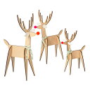 【クリスマス用品】【MeriMeri】木製赤鼻のトナカイ3個セット