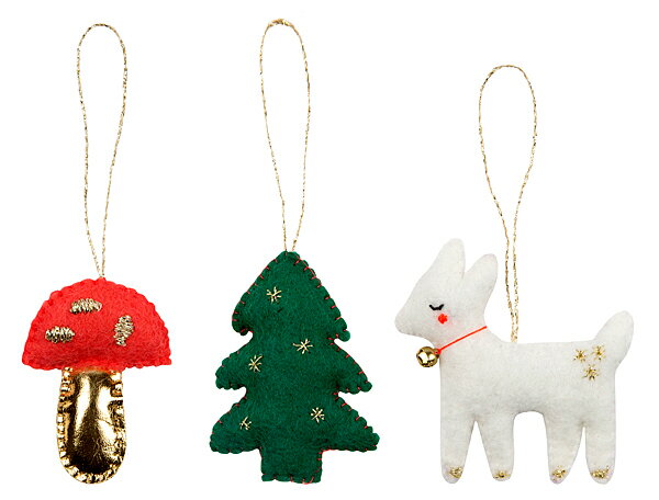 ミニウッドランド　フェルトオーナメントセット：MINI WOODLAND FABRIC DECORATIONS