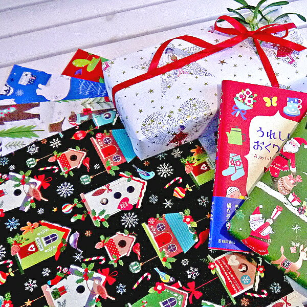［ Christmas：クリスマス ］輸入ラッピングペーパー:クリスマス柄12枚セットメール便200円発送可能！