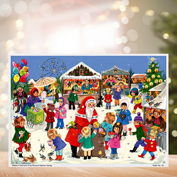 イエス・キリストの降誕を祝うのがクリスマス。 そのクリスマスを待ち望む期間がアドベント。 「アドベントカレンダー」とは、 クリスマスイブ12月24日までの毎日、 小さな日めくり部分をめくっていくカレンダー。 サイズ：A4　29.7×21cm 紙製・ラメ付き　です。Little Mammy / Mammy's Christmas Factory