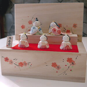 【瀬戸薬師堂・ひな人形】雛人形：五人雛・木箱飾り