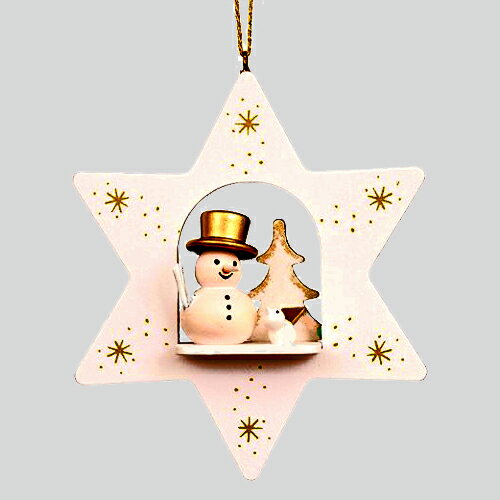 【 Ulbricht：ウルブリヒト クリスマス用品 】白い星と雪だるま［ Christmas：クリスマスオーナメント ］