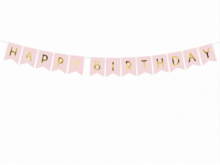HAPPY BIRTHDAY フラッグガーランド ライトピンク 誕生日 デコレーション ガーランド ピンク バナー レターバナー スクリプトガーランド 誕生日会 バースデー パーティー 装飾 飾り付け 女の子誕生日 おしゃれ かわいい あす楽  