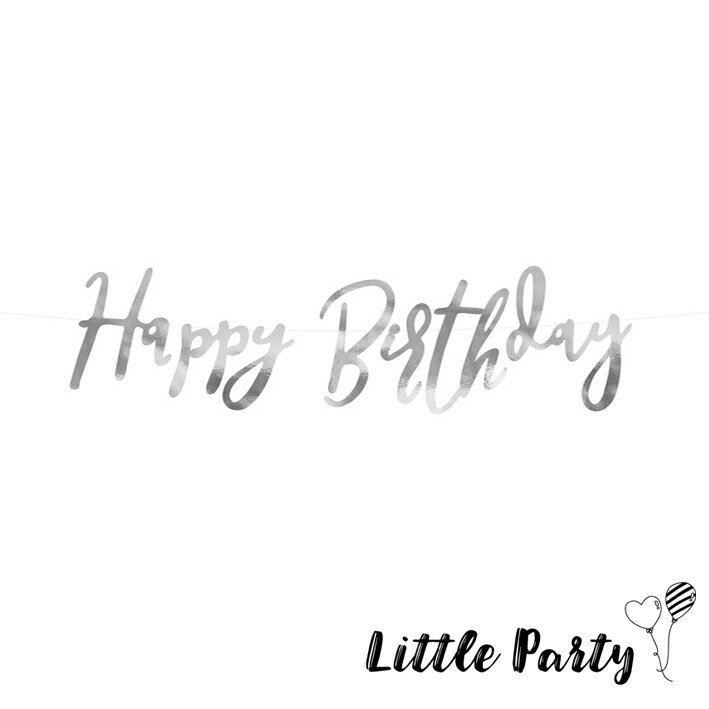 楽天Little Party【6/1 ポイント12倍】 HappyBirthdayガーランド シルバー 誕生日 デコレーション ガーランド 筆記体バナー スクリプトガーランド 女の子 男の子 誕生日会 バースデー パーティー シンプル おしゃれ かわいい 装飾 飾り付け あす楽 [メール便可] [PartyDeco]