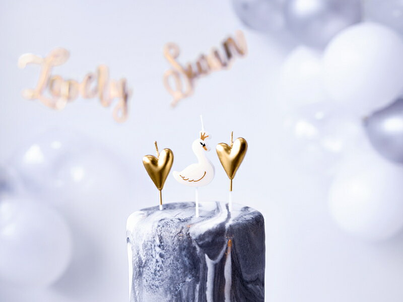 バースデーキャンドル Lovely Swan［6本入り］バースデー キャンドル ケーキトッパー 誕生日 誕生日ケーキ スワン ハート 女の子 パーティー お祝い おしゃれ かわいい あす楽 [PartyDeco] 2