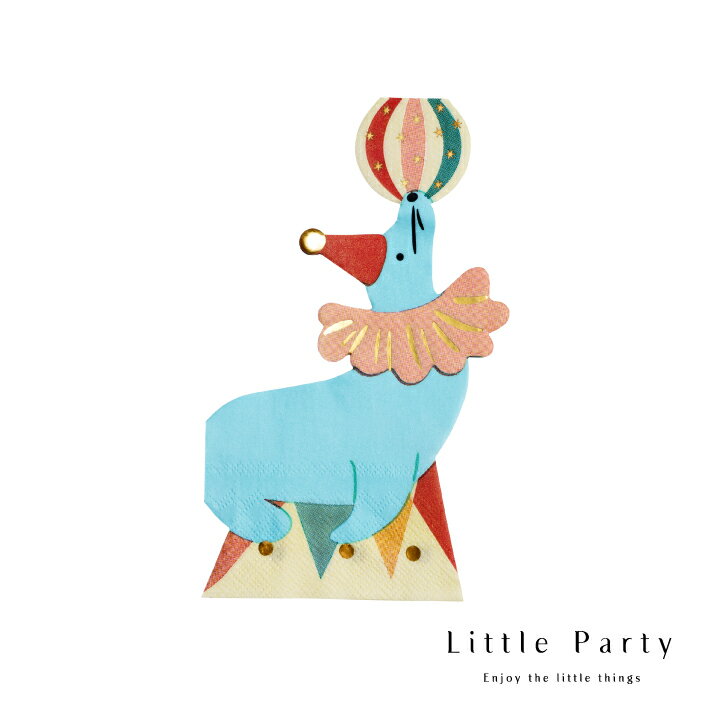 ペーパーナプキン カラフル [12枚入り] 使い捨て サーカス アザラシ パステルカラー 紙 ナプキン 誕生日 バースデー ベビーシャワー パーティー 誕生日会 子ども キッズ パーティー テーブルコーディネート かわいい あす楽 [メール便可] [Party Deco]